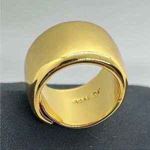 Bold and Contemporary Gold-Tone Wide Band Unisex Ring Size 10